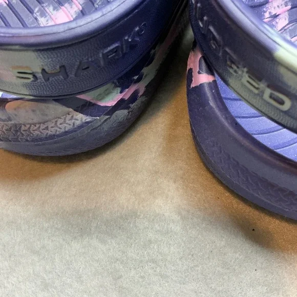 Rugged Shark Marbled Clogs Purple Pink Green Slip On Water Shoes Womens Size 8 - Picture 6 of 11